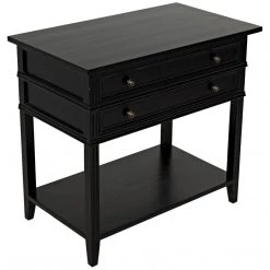 Noir Furniture Noir Colonial 2-Drawer Side Table, Distressed Black Accent Tables