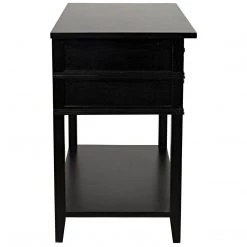 Noir Furniture Noir Colonial 2-Drawer Side Table, Distressed Black Accent Tables