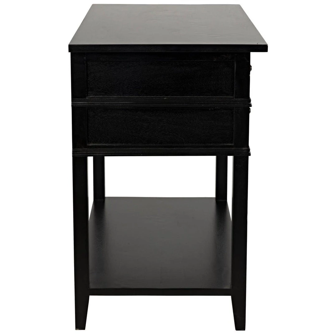 Noir Furniture Noir Colonial 2-Drawer Side Table, Distressed Black Accent Tables