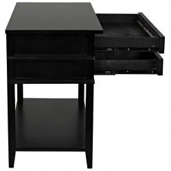 Noir Furniture Noir Colonial 2-Drawer Side Table, Distressed Black Accent Tables