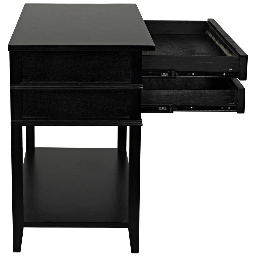 Noir Furniture Noir Colonial 2-Drawer Side Table, Distressed Black Accent Tables