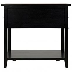 Noir Furniture Noir Colonial 2-Drawer Side Table, Distressed Black Accent Tables