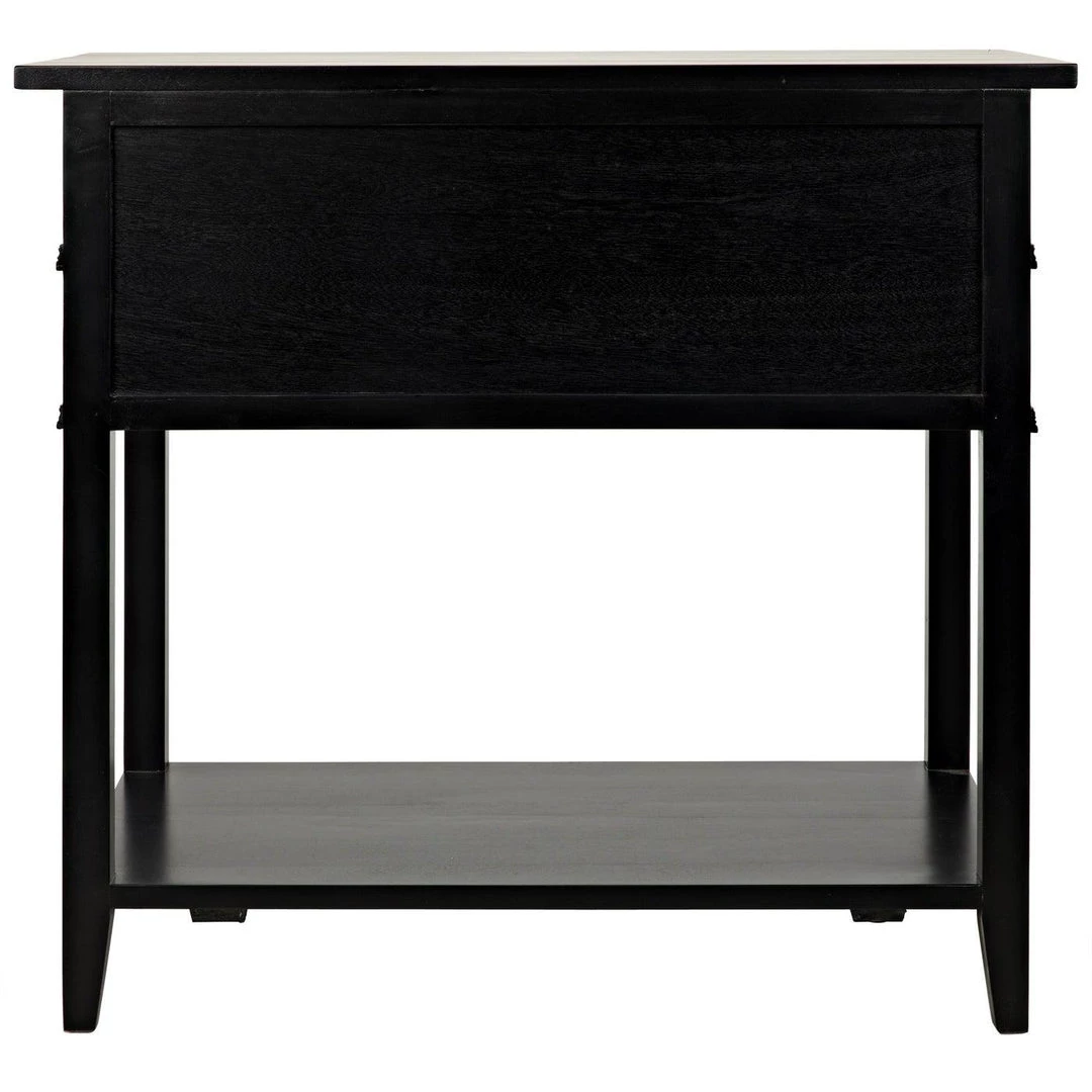 Noir Furniture Noir Colonial 2-Drawer Side Table, Distressed Black Accent Tables