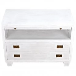 Noir Furniture Noir 2-Drawer Side Table With Sliding Tray, White Accent Tables