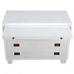 Noir Furniture Noir 2-Drawer Side Table With Sliding Tray, White Accent Tables