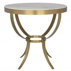 Noir Furniture Accent Tables Noir Byron Side Table, Antique Brass And Stone