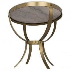 Noir Furniture Accent Tables Noir Byron Side Table, Antique Brass And Stone