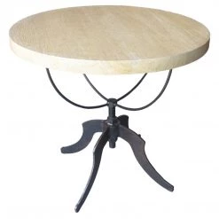 Noir Furniture Noir Wine Table W/ Adjustable Metal Base, Vintage Grey Accent Tables