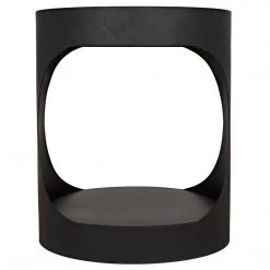 Noir Furniture Eclipse Round Side Table, Black Metal