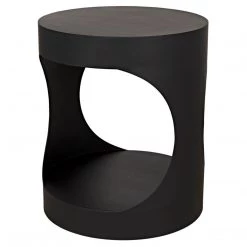 Noir Furniture Eclipse Round Side Table, Black Metal