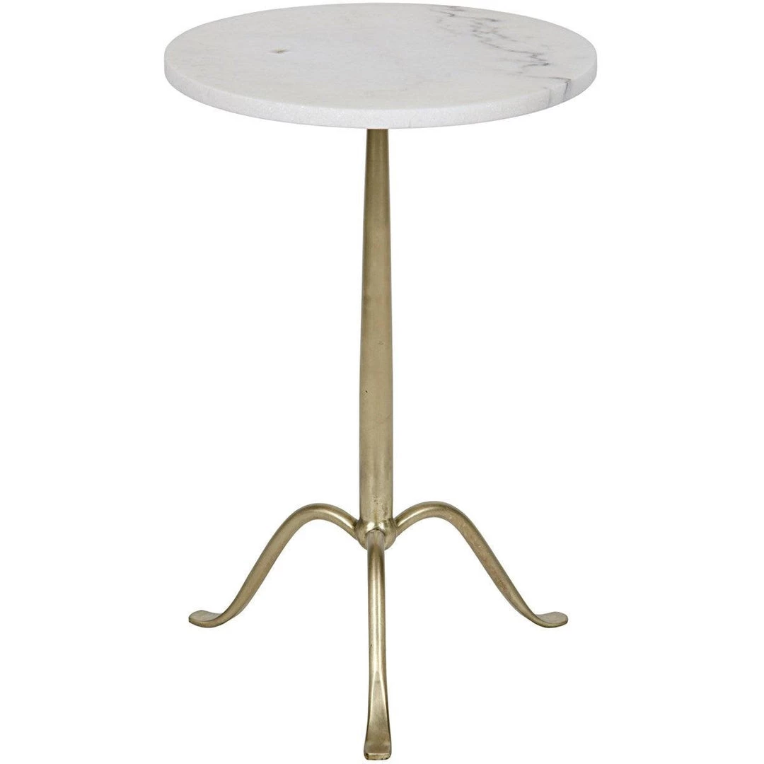 Noir Furniture Cosmopolitan Side Table, Antique Brass, Metal And Quartz