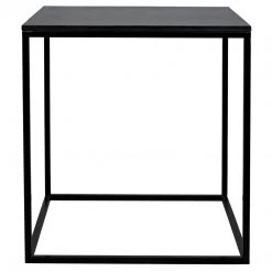 Accent Tables Noir Furniture Landon Side Table, Black Metal With Marble