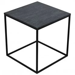Accent Tables Noir Furniture Landon Side Table, Black Metal With Marble