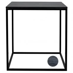 Accent Tables Noir Furniture Landon Side Table, Black Metal With Marble