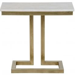 Noir Furniture Alonzo Side Table, Antique Brass, Metal And Quartz