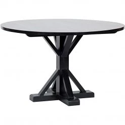 Noir Furniture Criss-Cross Round Table, 48", Hand Rubbed Black Accent Tables