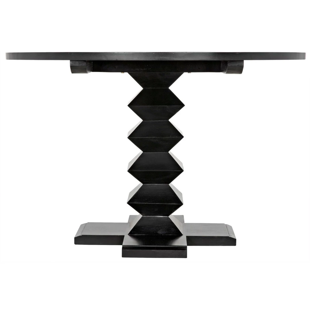 Noir Furniture Dining Tables Noir Zig-Zag Base Dining Table, 48", Hand Rubbed Black