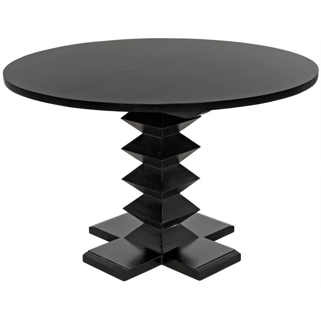 Noir Furniture Dining Tables Noir Zig-Zag Base Dining Table, 48", Hand Rubbed Black