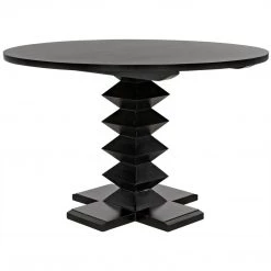 Noir Furniture Dining Tables Noir Zig-Zag Base Dining Table, 48", Hand Rubbed Black