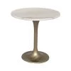 Noir Furniture Laredo Table, 20", Antique Brass, White Marble Top