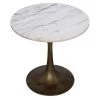 Noir Furniture Laredo 20" Table, Aged Brass, White Marble Top Accent Tables