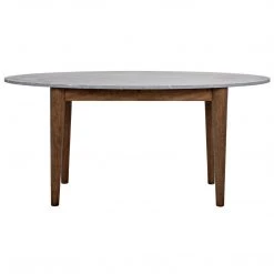 Noir Furniture Surf Oval Dining Table With Stone Top, Dark Walnut