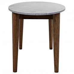 Noir Furniture Surf Oval Dining Table With Stone Top, Dark Walnut