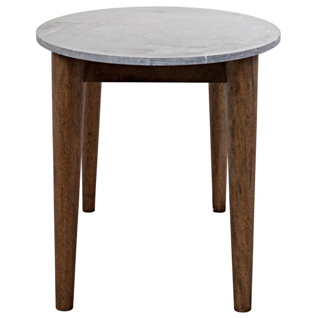 Noir Furniture Surf Oval Dining Table With Stone Top, Dark Walnut