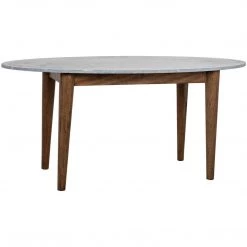 Noir Furniture Surf Oval Dining Table With Stone Top, Dark Walnut