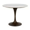 Noir Furniture Laredo Table 36", Aged Brass, White Marble Top