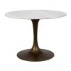 Accent Tables Noir Furniture Laredo Table 40", Aged Brass, White Marble Top