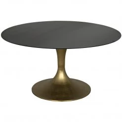 Noir Furniture Herno Table, Metal W/Brass Finished Base Dining Tables