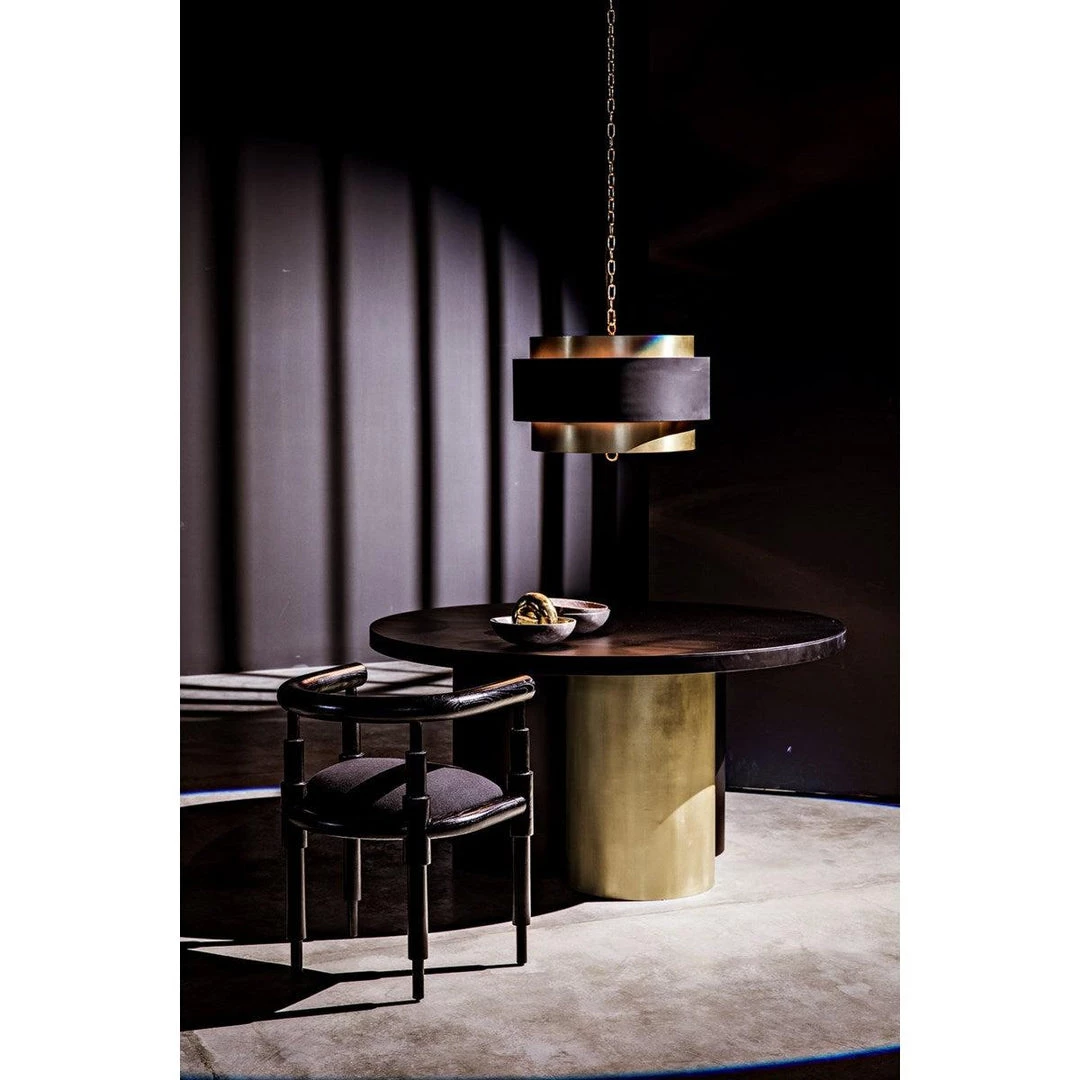 Noir Furniture Dining Tables Noir Huxley Dining Table, Black Metal W/Brass Finished Accent