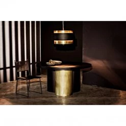 Noir Furniture Dining Tables Noir Huxley Dining Table, Black Metal W/Brass Finished Accent