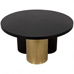 Noir Furniture Dining Tables Noir Huxley Dining Table, Black Metal W/Brass Finished Accent