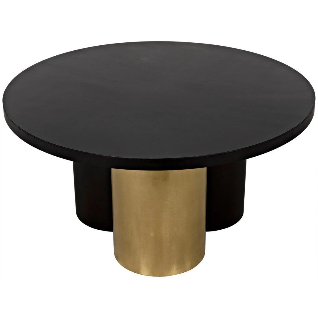 Noir Furniture Dining Tables Noir Huxley Dining Table, Black Metal W/Brass Finished Accent