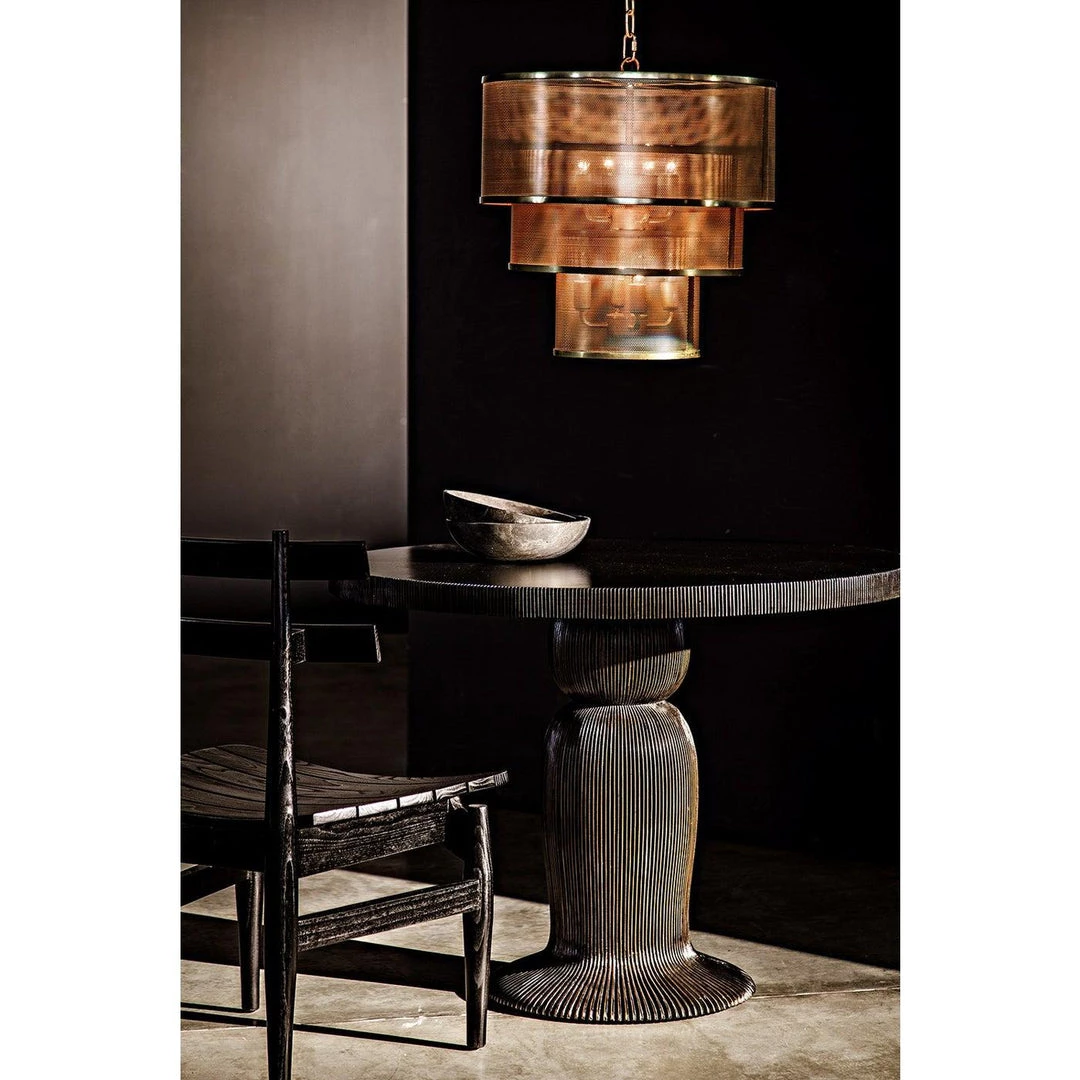 Noir Furniture Noir Portobello Dining Table, Hand Rubbed Black With Light Brown Trim