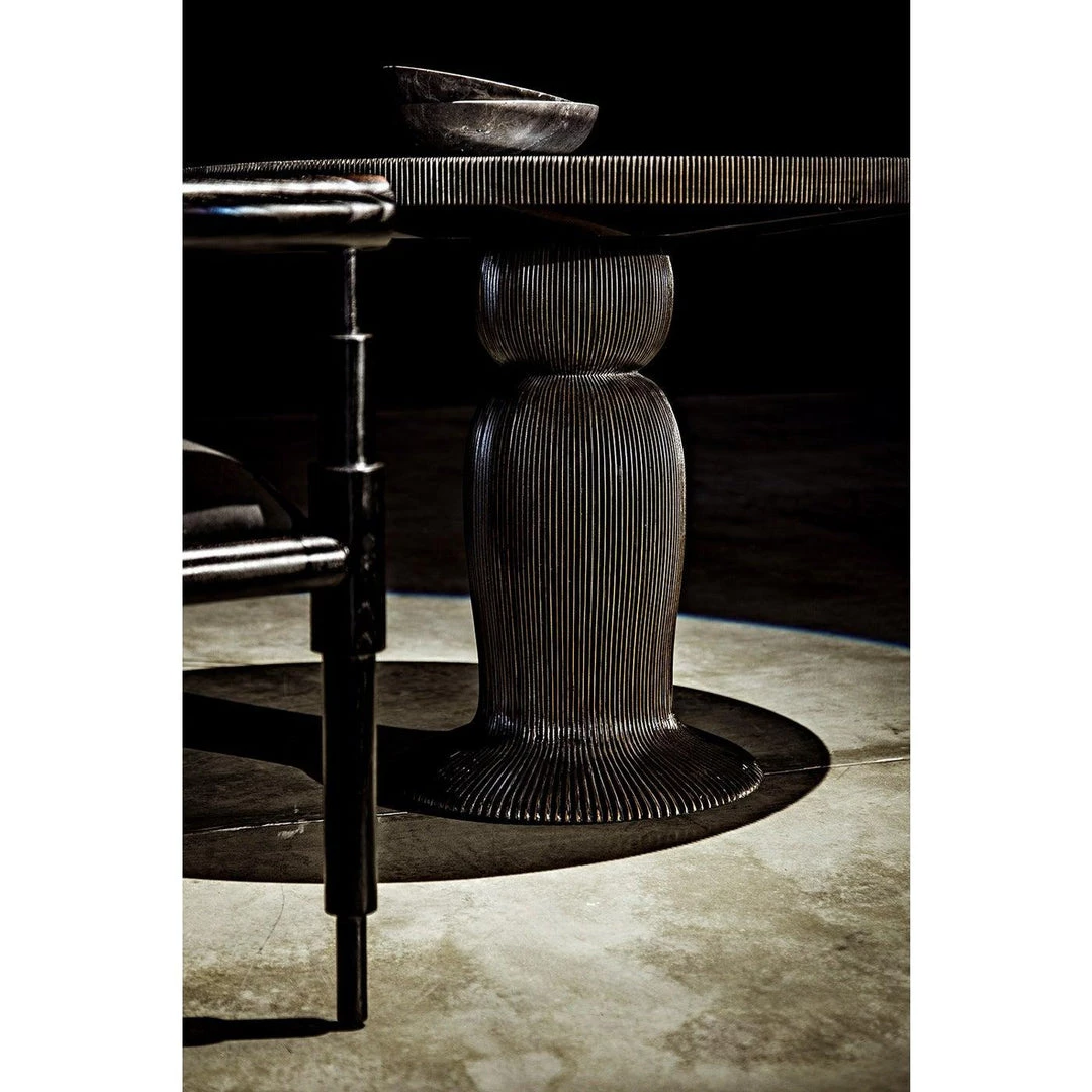 Noir Furniture Noir Portobello Dining Table, Hand Rubbed Black With Light Brown Trim
