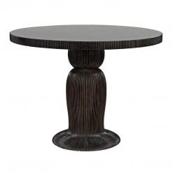 Noir Furniture Noir Portobello Dining Table, Hand Rubbed Black With Light Brown Trim