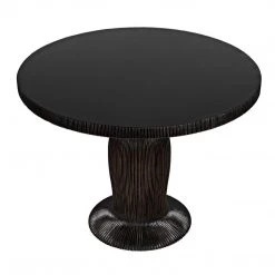 Noir Furniture Noir Portobello Dining Table, Hand Rubbed Black With Light Brown Trim
