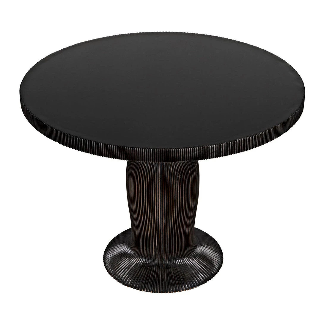Noir Furniture Noir Portobello Dining Table, Hand Rubbed Black With Light Brown Trim