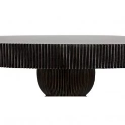 Noir Furniture Noir Portobello Dining Table, Hand Rubbed Black With Light Brown Trim