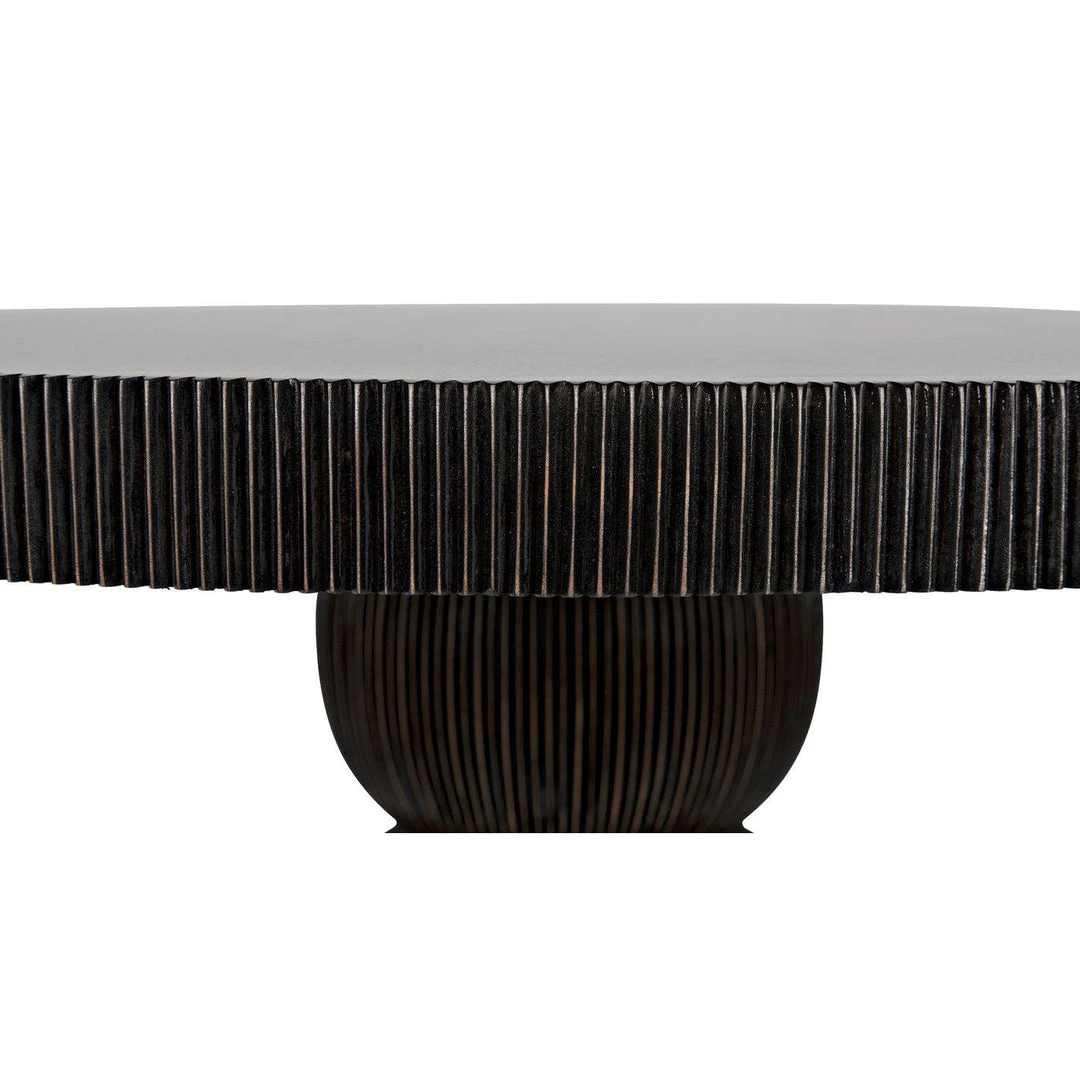 Noir Furniture Noir Portobello Dining Table, Hand Rubbed Black With Light Brown Trim