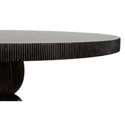 Noir Furniture Noir Portobello Dining Table, Hand Rubbed Black With Light Brown Trim