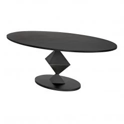 Noir Furniture Noir Katana Oval Dining Table, Black Metal Dining Tables