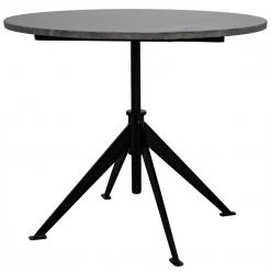 Noir Furniture Matilo Adjustable Table, Black Metal Metal Base With Marble Top Accent Tables