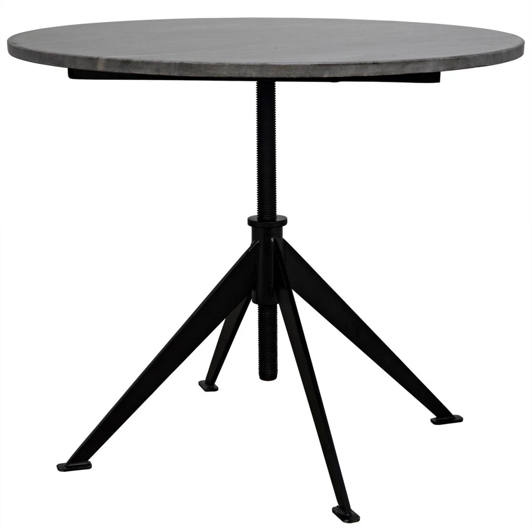 Noir Furniture Matilo Adjustable Table, Black Metal Metal Base With Marble Top Accent Tables