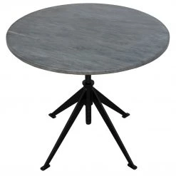 Noir Furniture Matilo Adjustable Table, Black Metal Metal Base With Marble Top Accent Tables