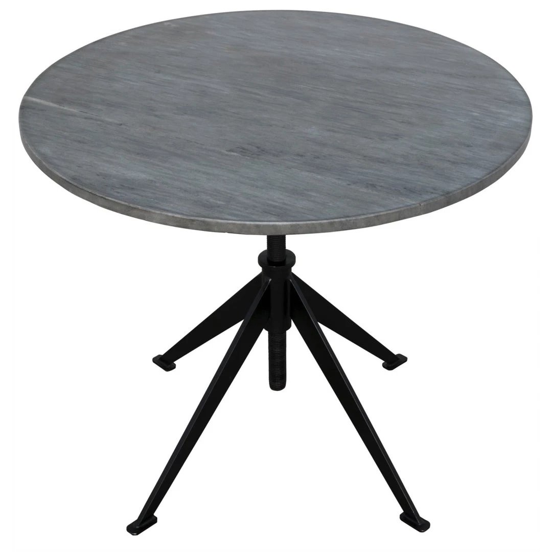 Noir Furniture Matilo Adjustable Table, Black Metal Metal Base With Marble Top Accent Tables