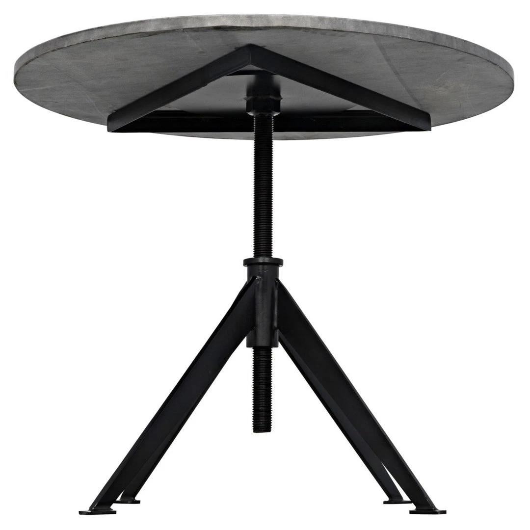 Noir Furniture Matilo Adjustable Table, Black Metal Metal Base With Marble Top Accent Tables